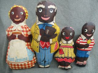 Vintage 1949 Aunt Jemima,  Uncle Mose,  Diana & Wade Rag Doll Family Set