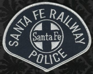 Santa Fe Railway Police Shoulder Patch Rr Railroad Silver/black Version