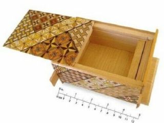 Japanese Yosegi Puzzle Box Samurai Wooden Secret Trick Box 4 Sun 12 Steps Hk - 124