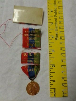 1944 Improved Order Of Red Men Ribbon W/ Cast Charm,  Haven,  Ct,  Poor Cond