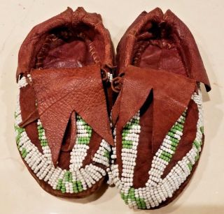 Vintage Native American Plains Indian Beaded Childs Children Moccasins