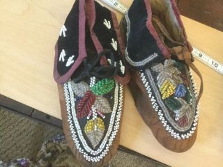 Vintage Antique Native American Iroquois? Beaded Moccasins