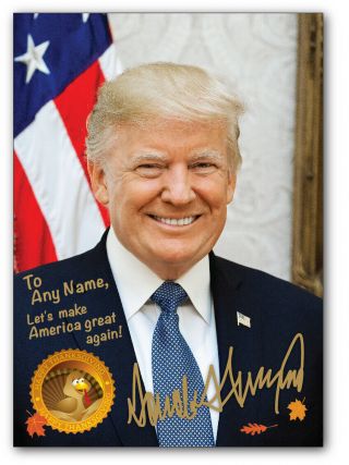 Happy Thanksgiving Personalized President Donald Trump Autographed Photo Picture