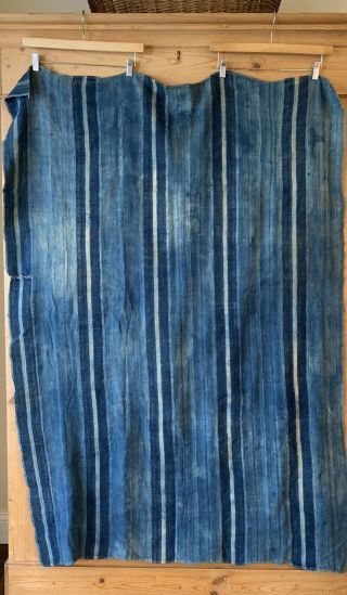 Vintage Authentic African Mud Cloth Indigo Textile Denim Striped Gvc