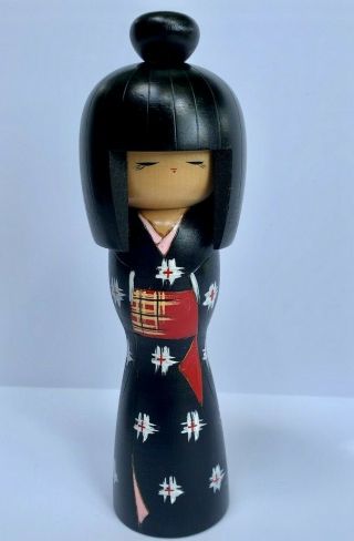 Vintage Japanese Kokeshi Wooden Doll Large Size 8” Tall Handcrafted Signed Euc