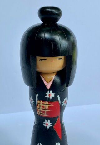 VINTAGE JAPANESE KOKESHI WOODEN DOLL LARGE SIZE 8” TALL HANDCRAFTED SIGNED EUC 2