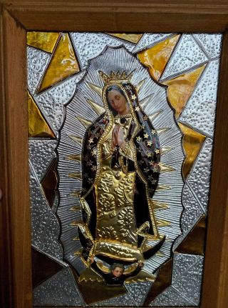 Retablo Virgin Mary Guadalupe Nicho Milagro Metal Our Lady Art Wall Hanging