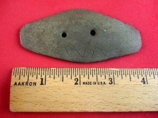 Fine Authentic 4 Inch Engraved Missouri Two Hole Gorget Indian Arrowheads 2