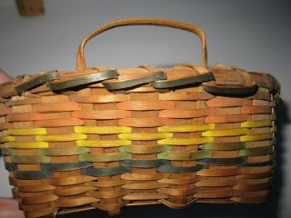 Antique Primitive Folk Art Native American Indian Painted Splint Basket 2