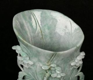 Cert ' d 2 Color Nature A jadeite Jade Statue Sculpture pen container r203792 3