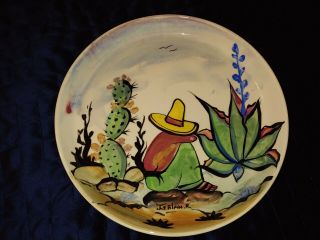 Jesus Galan R.  Mexican pottery hand - painted on Bauer bisque ware 3