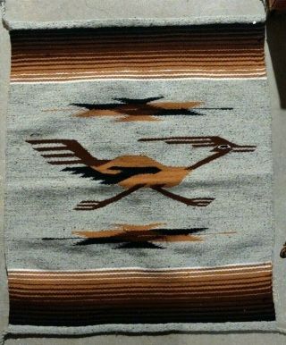 Southwest Native Or Mexican Hand Woven Rug - Road Runner 34x29