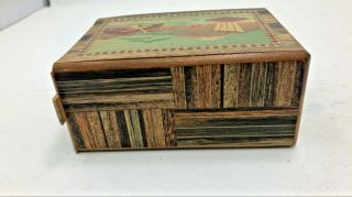 Antique Vintage Wood Japanese Puzzle Box Karakuri Himitsu - bako Folklore 2