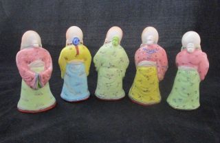 Set of 5 Fine Porcelain Hand Crafted Figurines Gods of Fortune Made in China 2