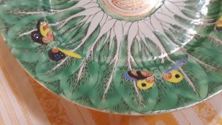 Lovely Antique Chinese BOK CHOY & BUTTERFLY PLATE Hand - Painted Porcelain Dish 8 