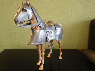 VALOR SILVER ARMORED KNIGHT HORSE (complete armor) VINTAGE LOUIS MARX TOY 2