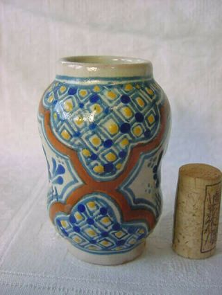 Ysauro Uriarte Puebla MEXICO Antique MINIATURE Vase TALAVERA Apothecary Pottery 2