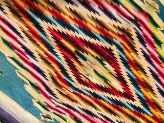 Vintage Native American Navajo Wood Blanket Rainbow 36.  5 