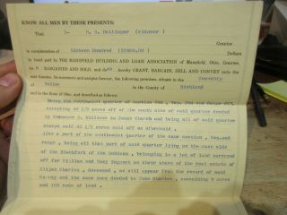 1923 Weller Township Richland County Ohio Mansfield Land Deed Property Transfer