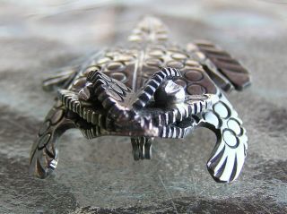 Collectible Horned Toad Handmade Brooch by Famed Navajo Ben Yazzie Nickel Silver 3