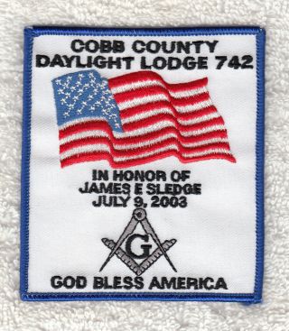 T9203 Cobb County Daylight Masonic Lodge 2003 - Cobb County,  Ga - Patch