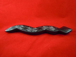 Big Exquisite Ornate Zuni Butterfly Black Snake Fetish Carving Jeremy Hustito 37
