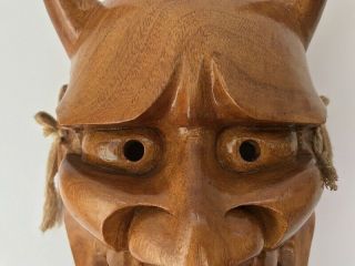 Japanese Wooden Hand Carving Noh Mask Vtg Signed Demon Head Hannya Kabuki g364 3