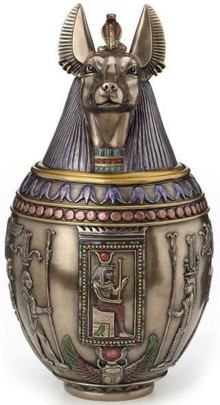 Egyptian Anubis Jar Sculpture Memorial Urn Statue Figurine