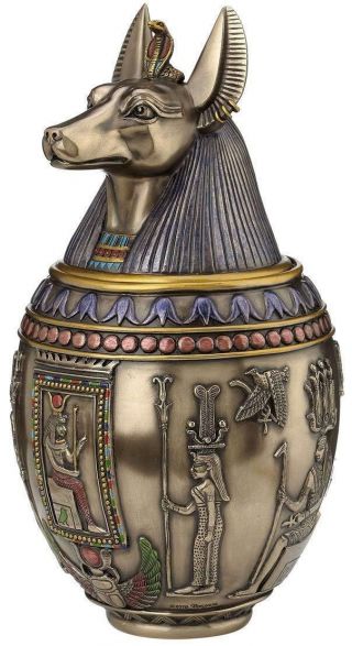 Egyptian Anubis Jar Sculpture Memorial Urn Statue Figurine 3