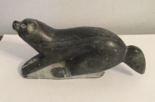 Canada Inuit Eskimo Art Carved Sculpture Stone,  Signed 1881 Timothy,  Otter,  More