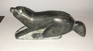 Canada Inuit Eskimo Art Carved Sculpture Stone,  Signed 1881 Timothy,  Otter,  More 2