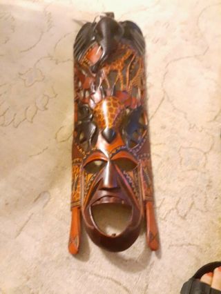 African Masks Wall Decor Ebony Wood? One Solid Piece, .  Hand Carved