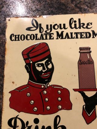 Early 1900 ' s TIN LITHOGRAPHED SAMBO MALTED MILK SIGN Black Americana 3