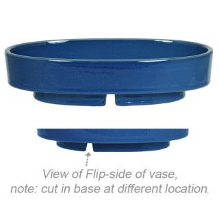 Japanese Ikebana Vase Suiban 12.  75 " L X 7 " W Ceramic Blue Color Oval Made In Japan