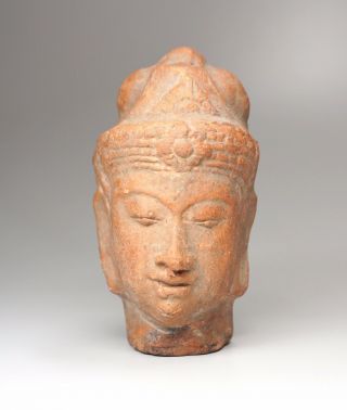 Vintage Terra Cotta Hindu Buddha Temple Head Sculpture India 4 " High