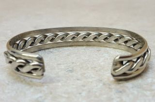 SIGNED HAND CRAFTED SILVER NAVAJO NATIVE AMERICAN INDIAN BRACELET CUFF 3