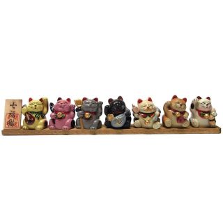 Japanese Lucky Charm Seven God Cats Maneki Neko Figure Gift Kawaii From Japan