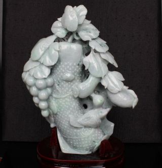 Vivid Cert ' d Untreated Green Nature A Jade Statue Sculpture bird 鸟 339662 2