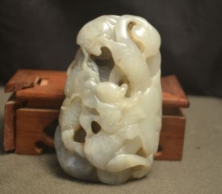 Chinese Vintage Hetian Jade Powerful Dragon Prosperous In Business Totem Carving