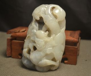 Chinese Vintage Hetian Jade Powerful Dragon Prosperous in Business Totem Carving 2