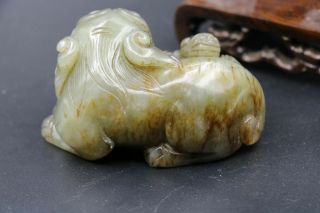 Chinese Vintage Sinkiang Jade Wealth Fortune Foo Fu Lion Mother&Kid Carving FFTT 3