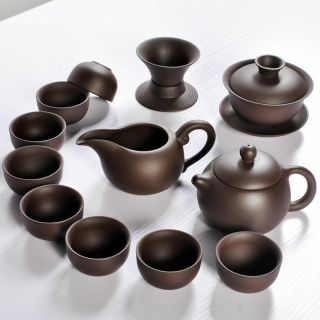 Chinese Kung Fu Yixing Authentic Zisha Tea Set Purple Clay Tea Pot Tureen Teacup
