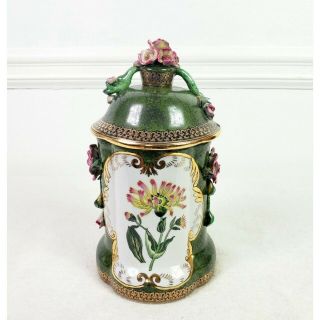Vintage Porcelain Handpainted Floral Jar With Lid Decorative Jar Canister