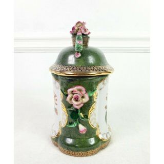 Vintage Porcelain Handpainted Floral Jar with Lid Decorative Jar Canister 3