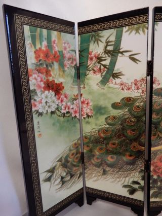 Chinese Peacock Screen Imitation of Ancient Small Screen 9 1/2 X 18 2