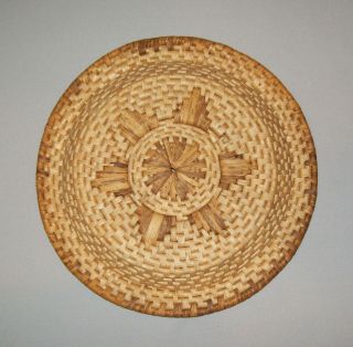 Old Vtg Ca 1970s Hand Woven Basket Plate Native American Indian Cond