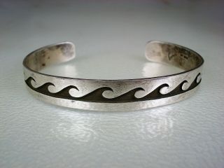 Vintage Hopi Sterling Silver Water Symbols Bracelet Signed