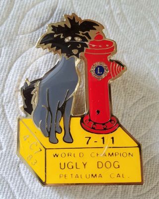 Lions Club Pin Pinback World Champion Ugliest Ugly Dog Worst N Show Fire Hydrant