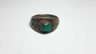 Old Fred Harvey Era Sterling Silver & Green Turquoise Ring