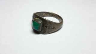 OLD Fred Harvey era STERLING SILVER & GREEN TURQUOISE RING 3